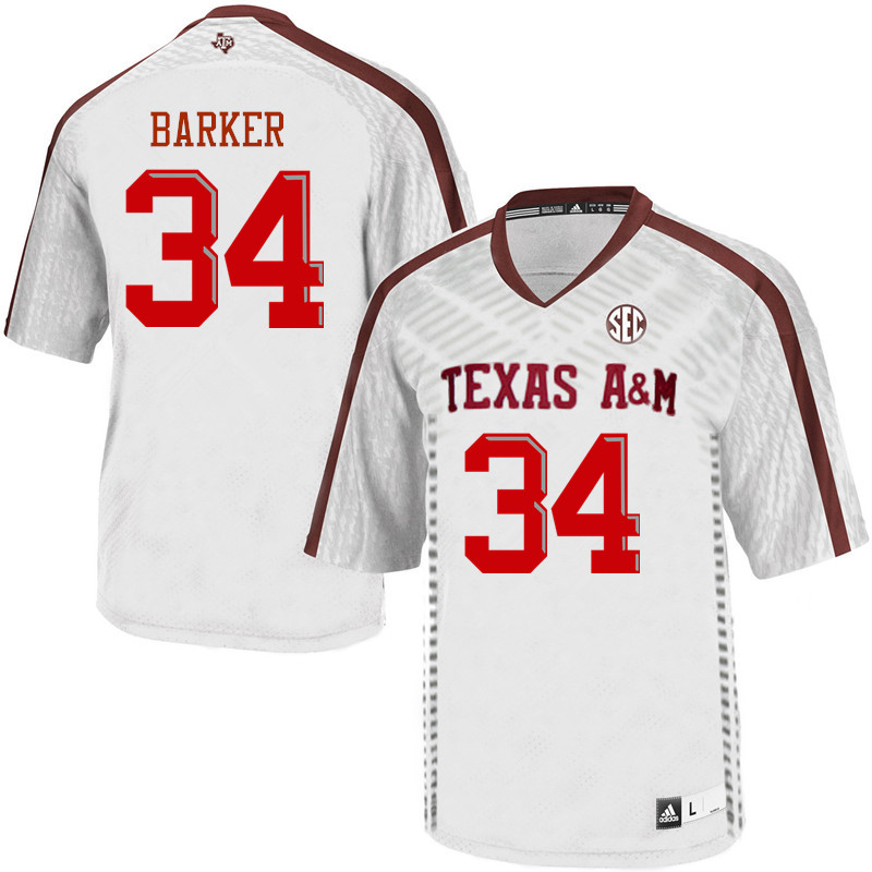 Men #34 Noah Barker Texas A&M Aggies College Football Jerseys Sale-White - Click Image to Close